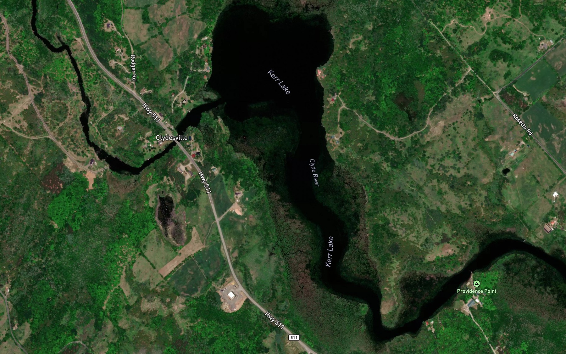 Satellite map of the Kerr Lake