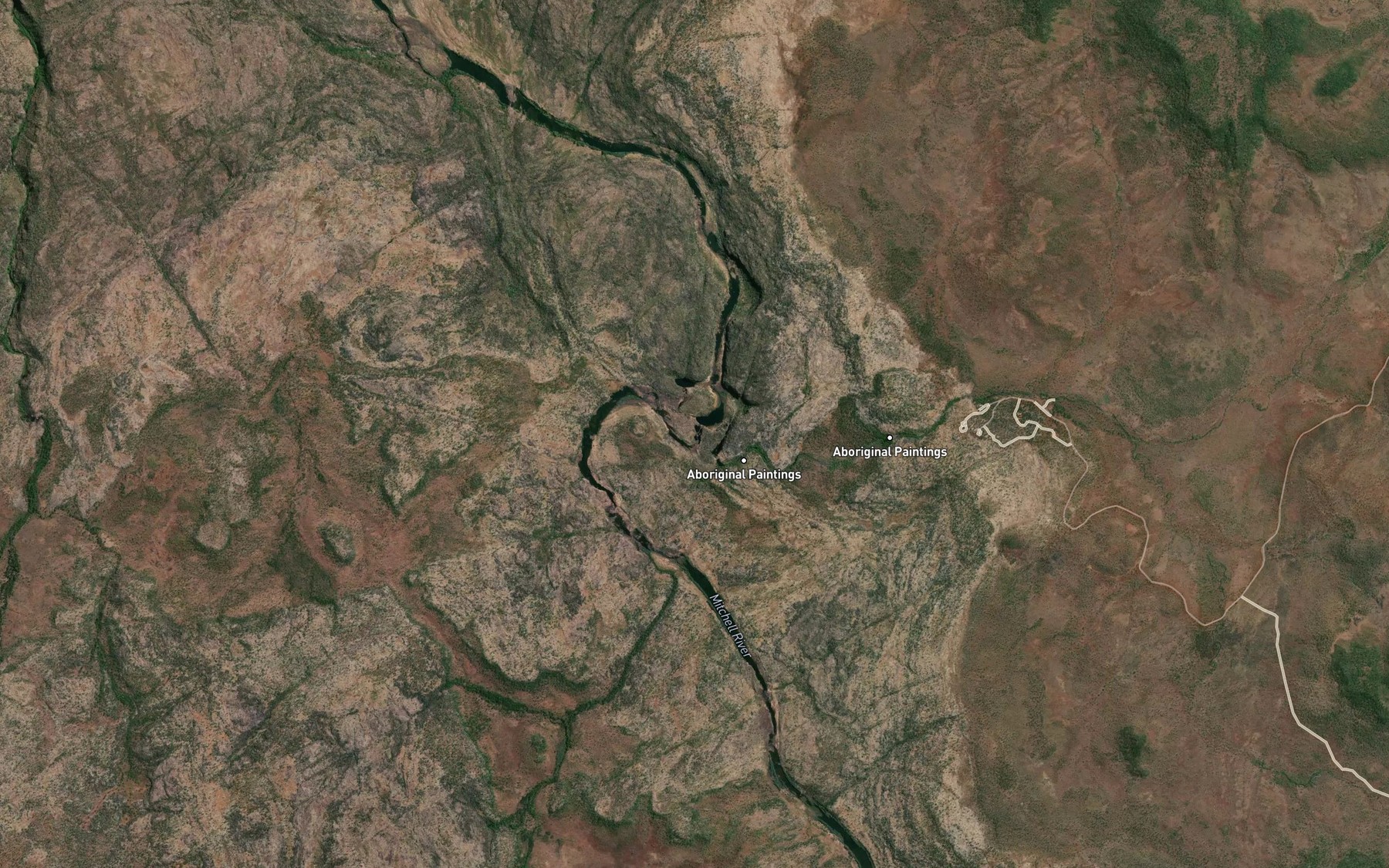 Satellite map of the Mitchell Falls