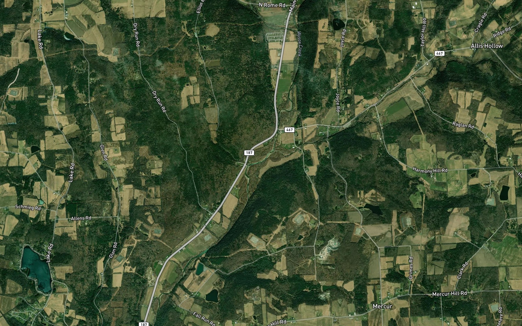 Satellite map of the Johnson Creek