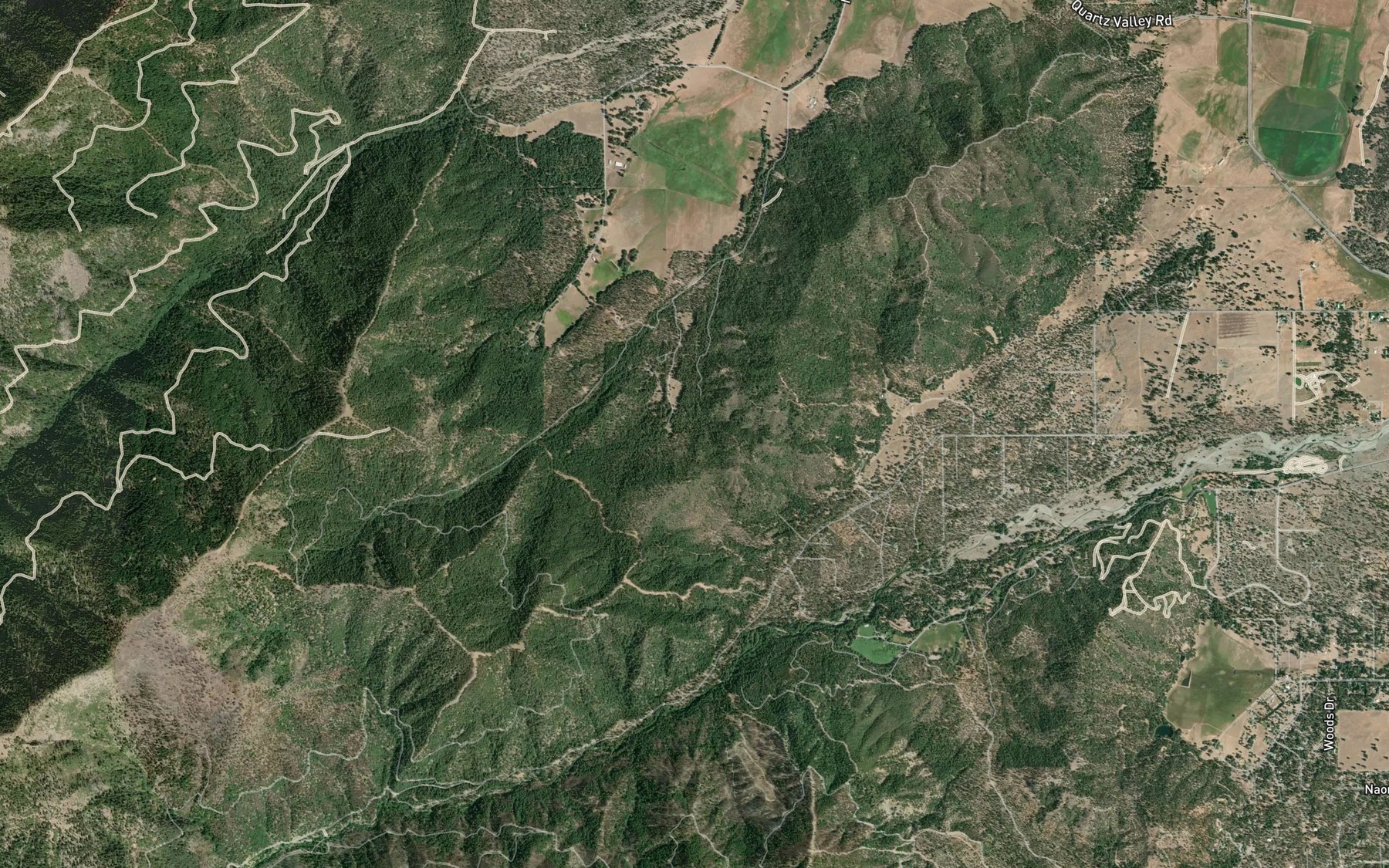 Satellite map of the Evans Creek