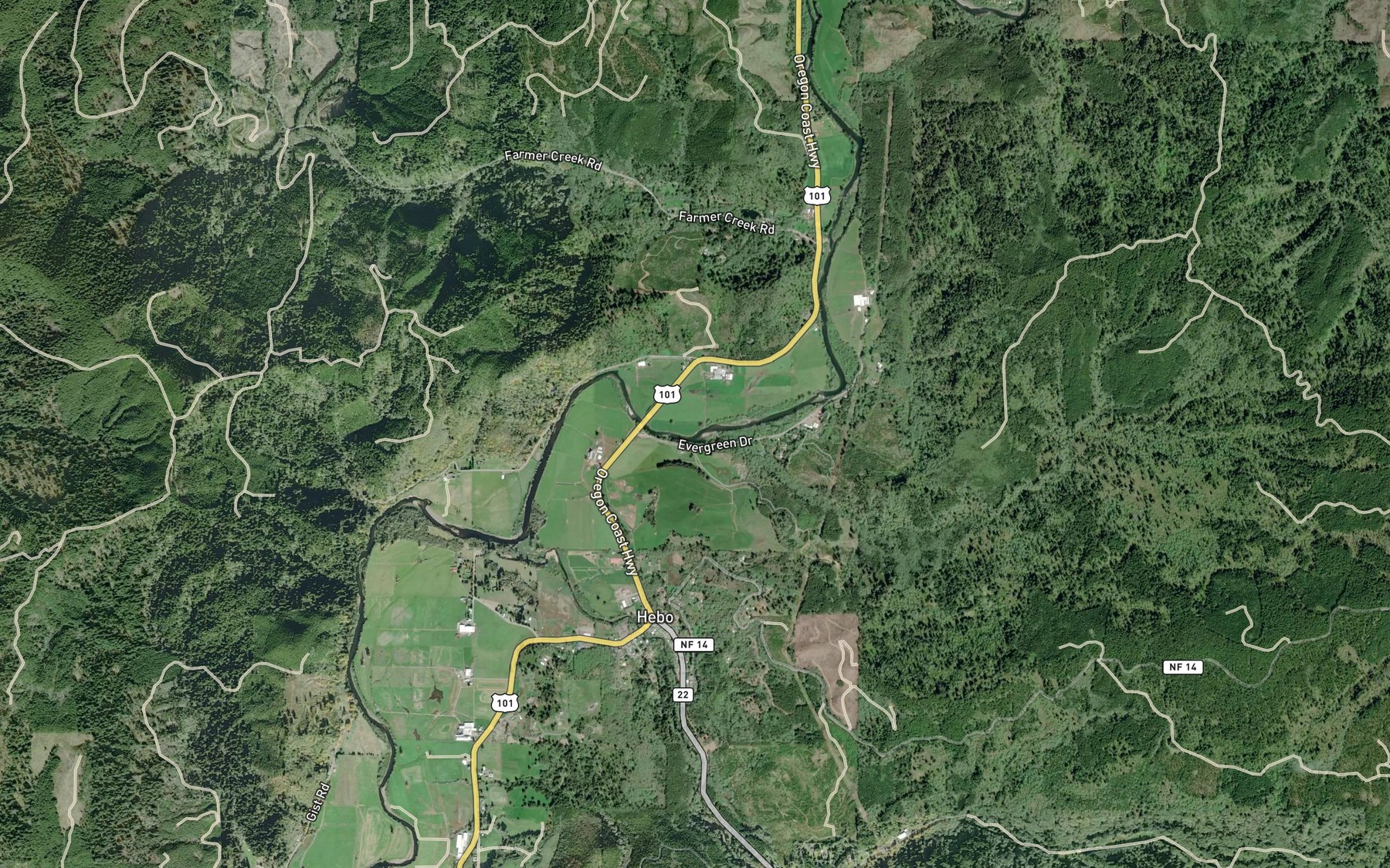 Satellite map of the George Creek