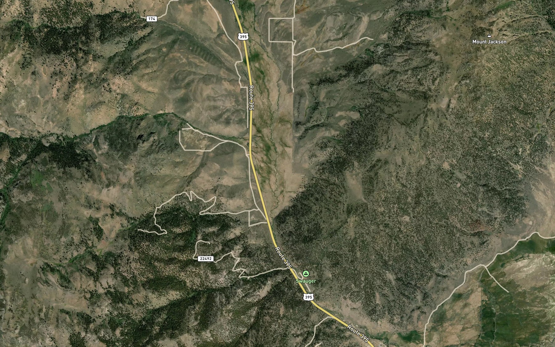 Satellite map of the Long Valley Creek