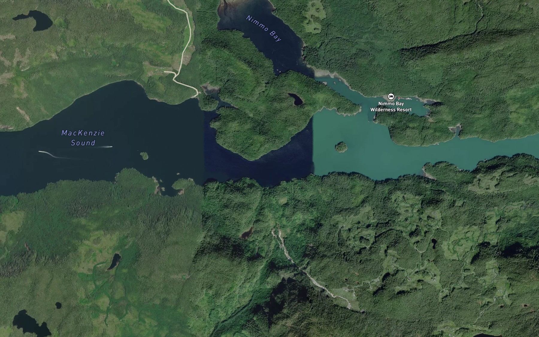 Satellite map of the Mackenzie Sound