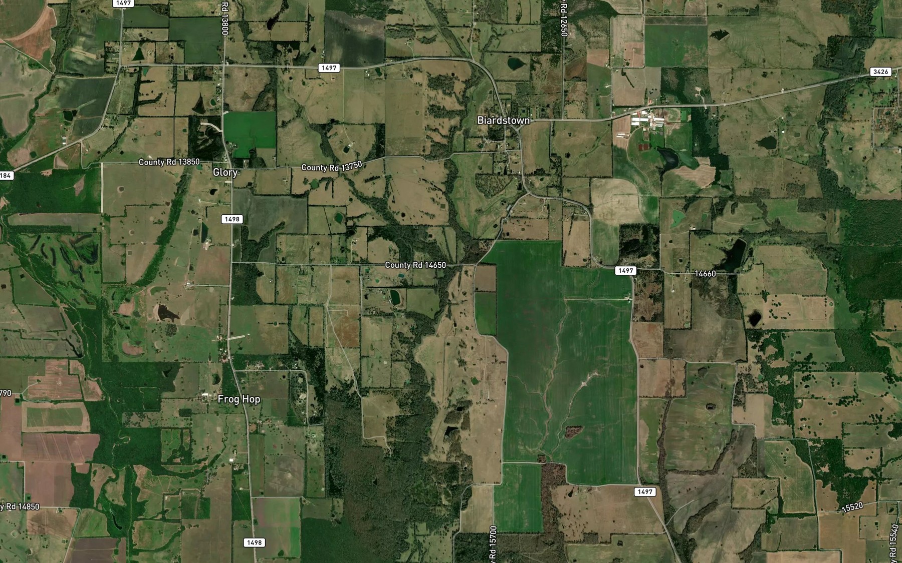 Satellite map of the Pecan Branch
