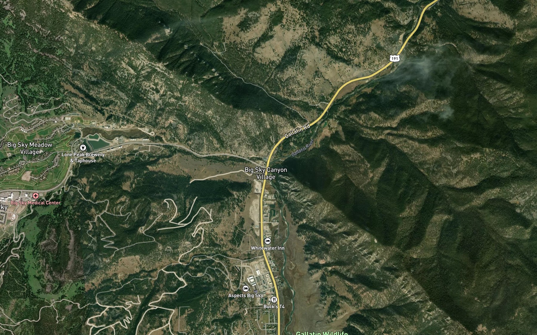 Satellite map of the West Fork Gallatin River