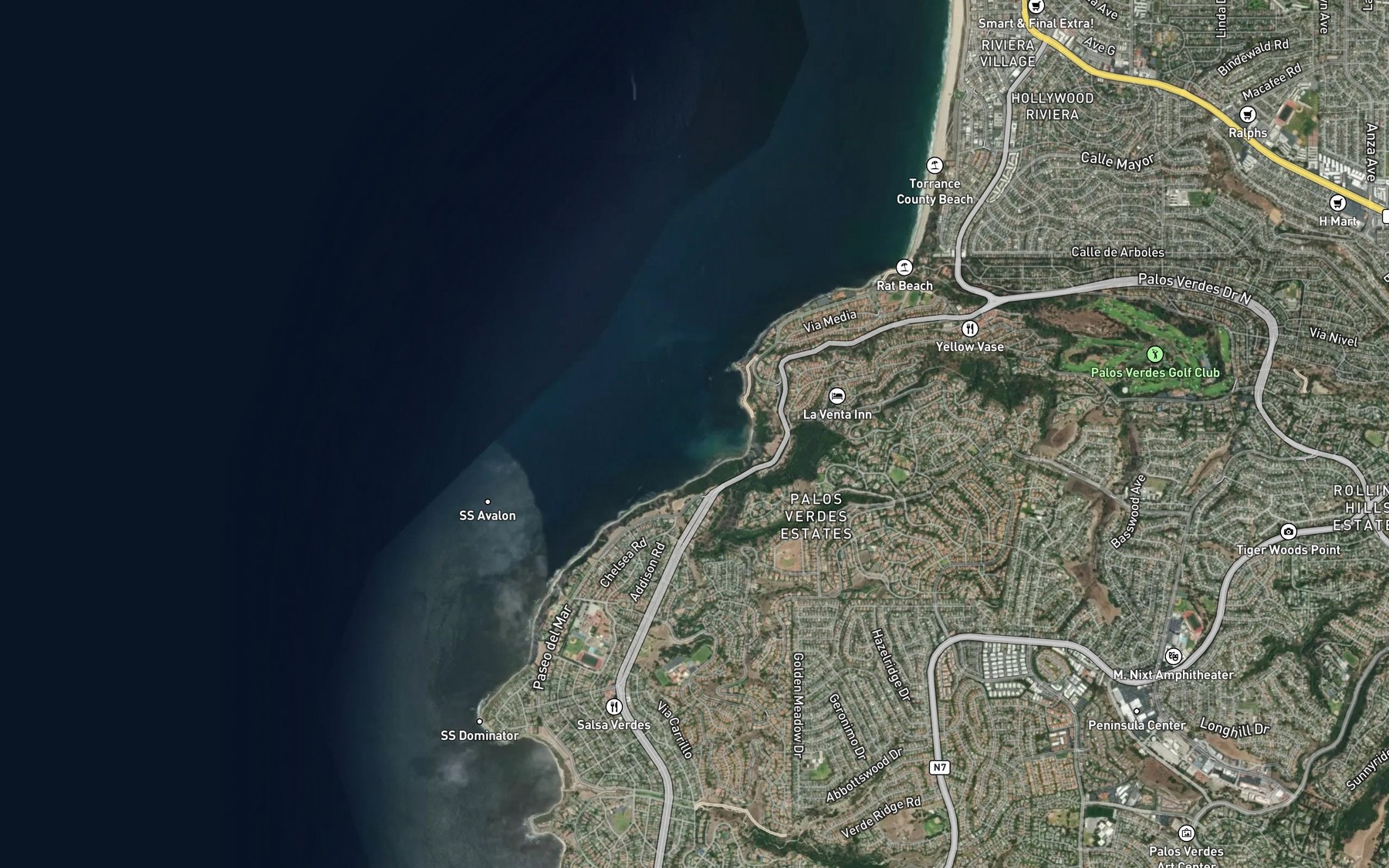 Satellite map of the Bluff Cove