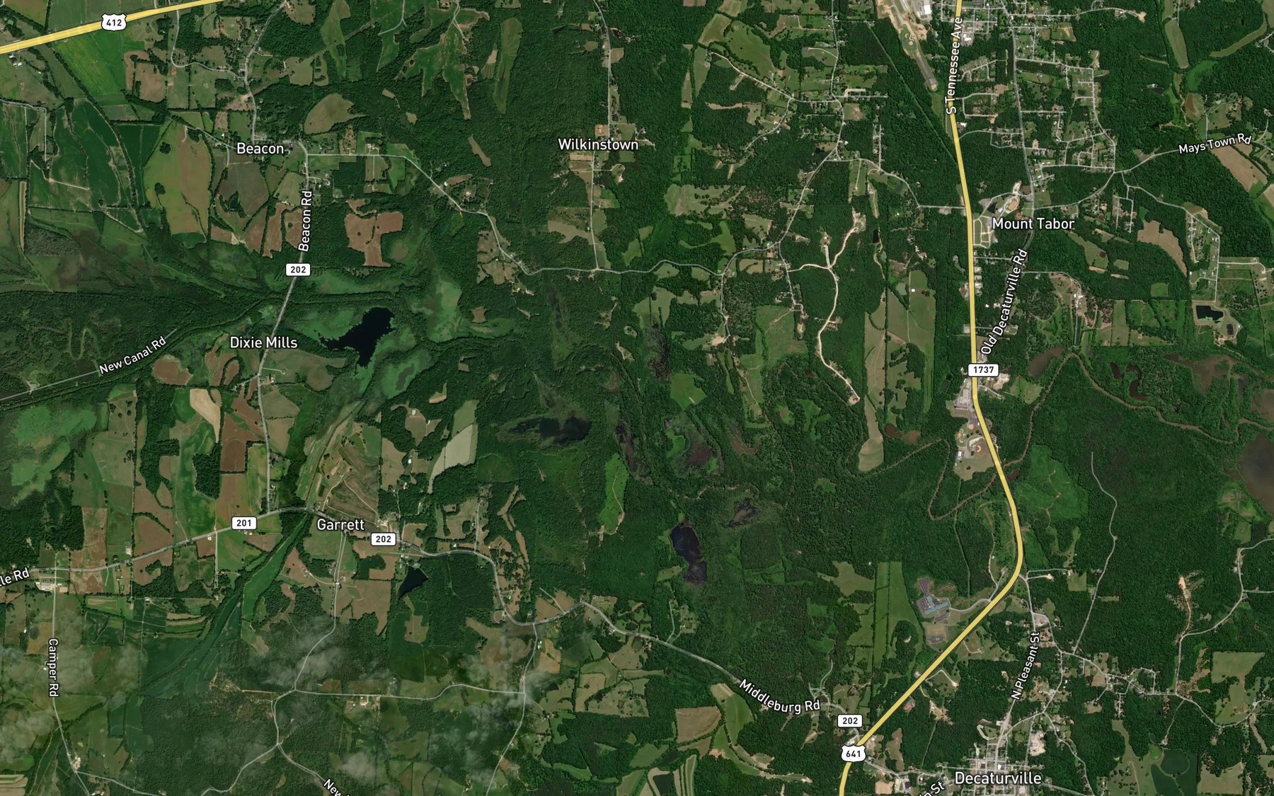 Satellite map of the Bear Creek
