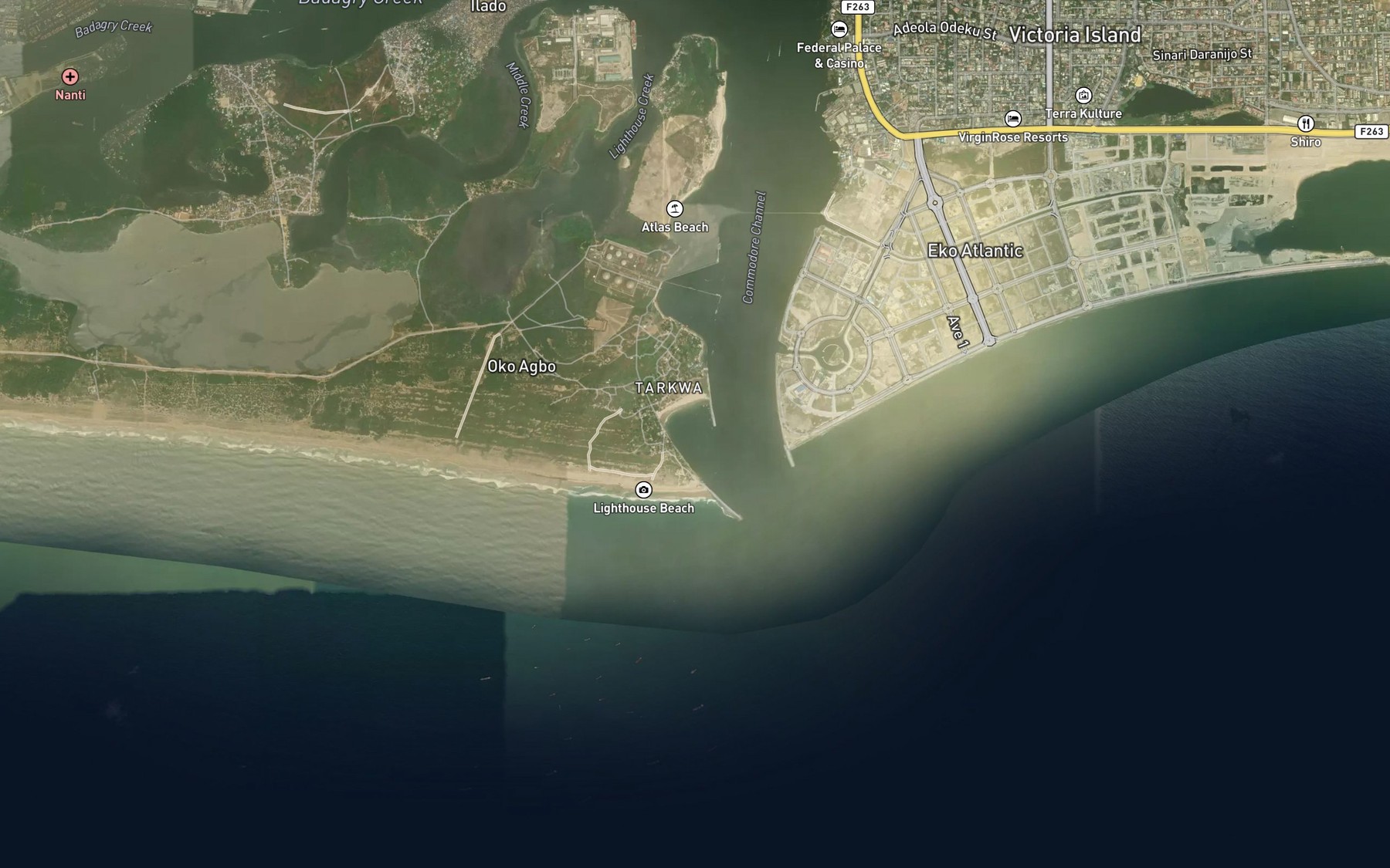 Satellite map of the Tarkwa Bay