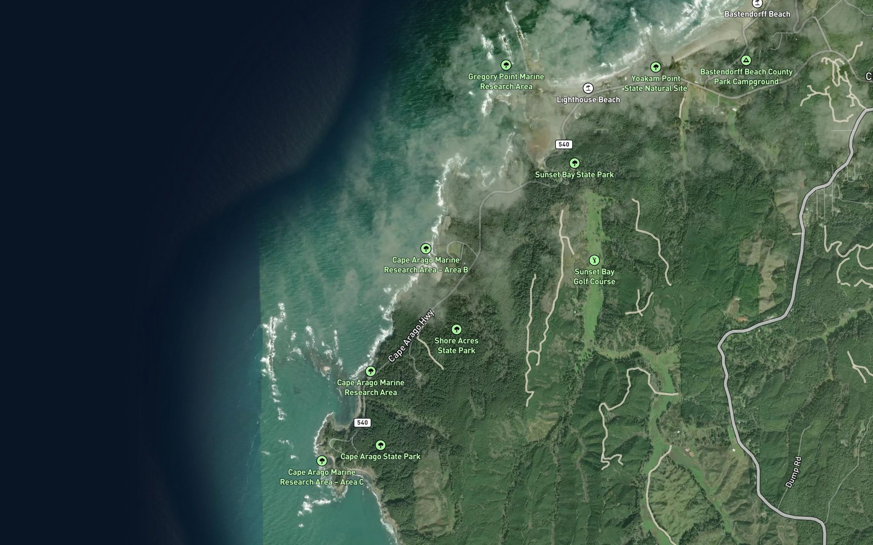 Satellite map of the First Creek