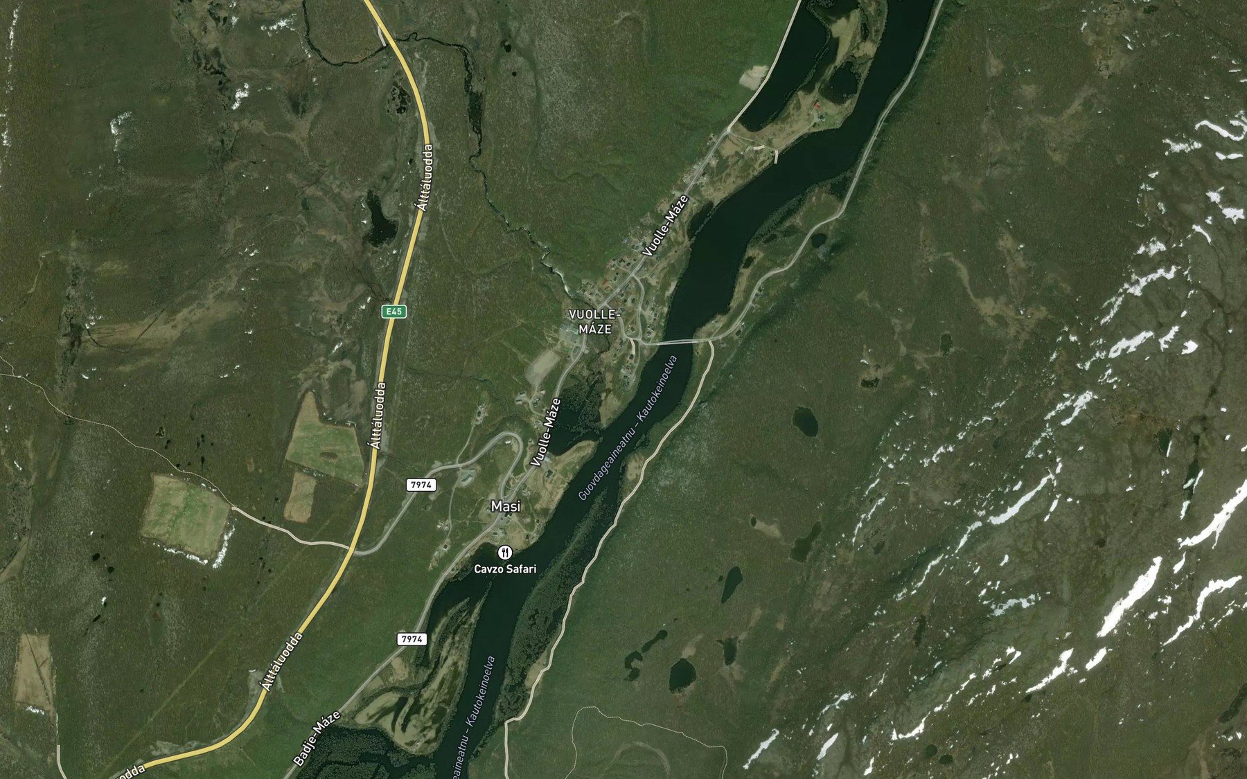 Satellite map of the Kautokeinoelva