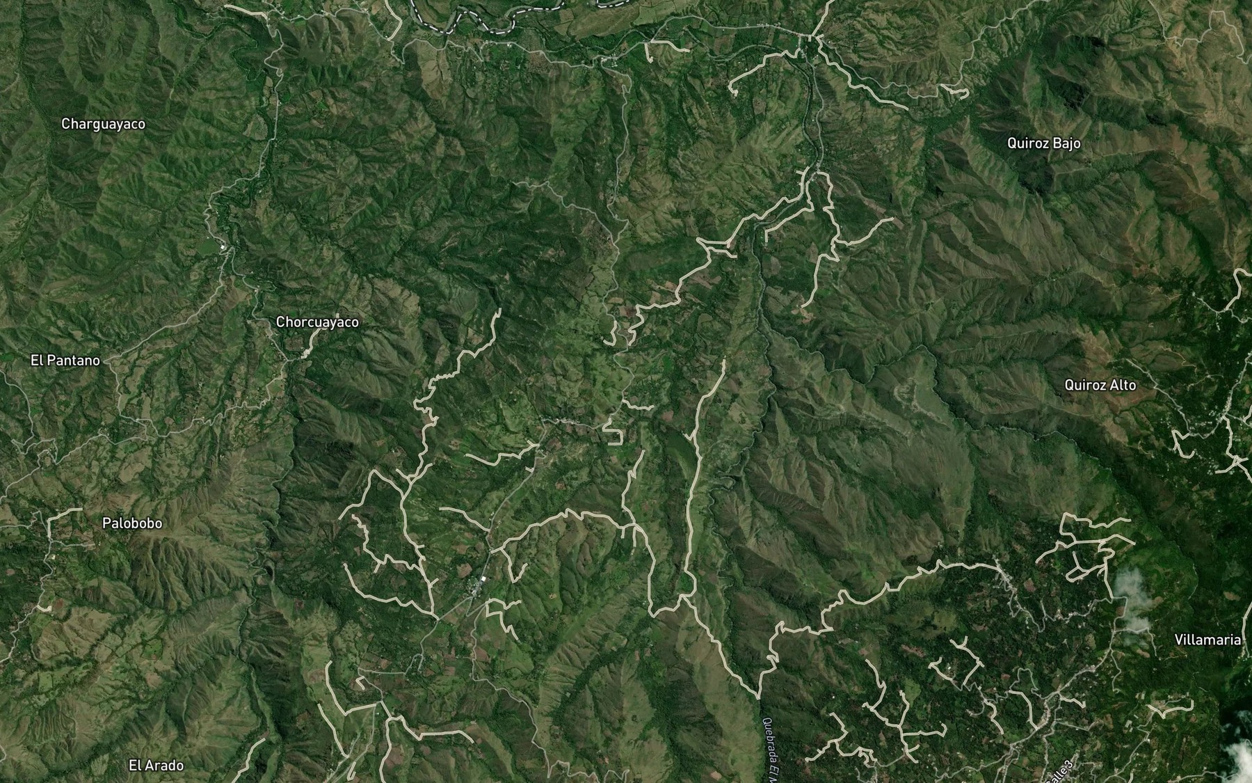 Satellite map of the Quebrada de La Salina