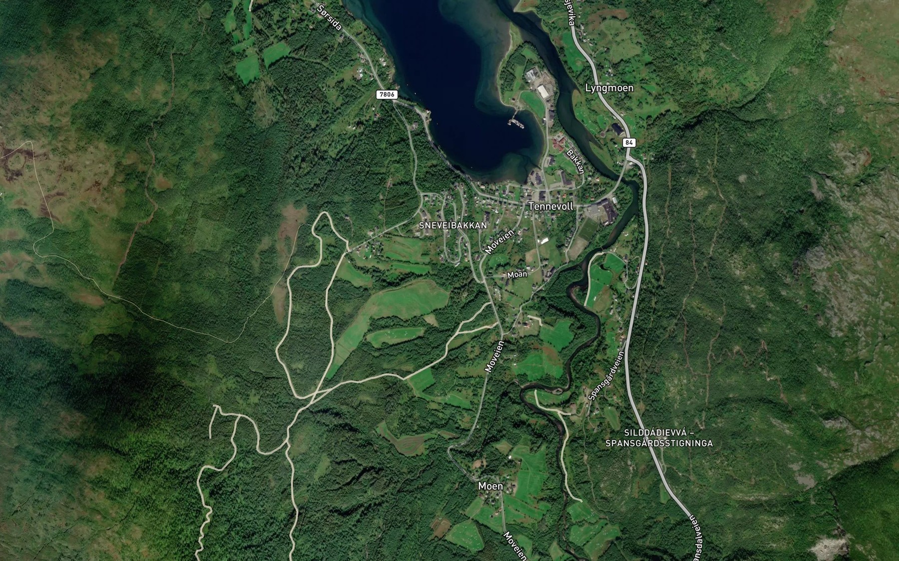 Satellite map of the Myrelva