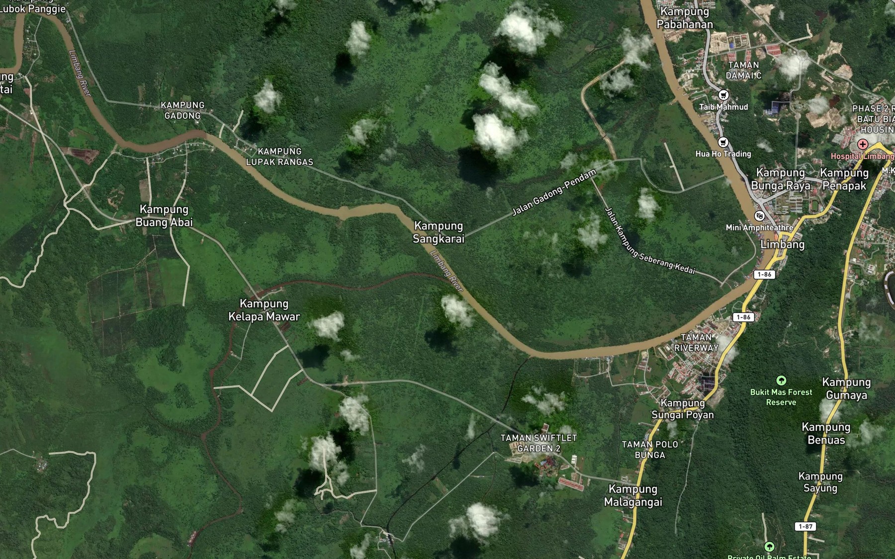 Satellite map of the Sungai Lubai