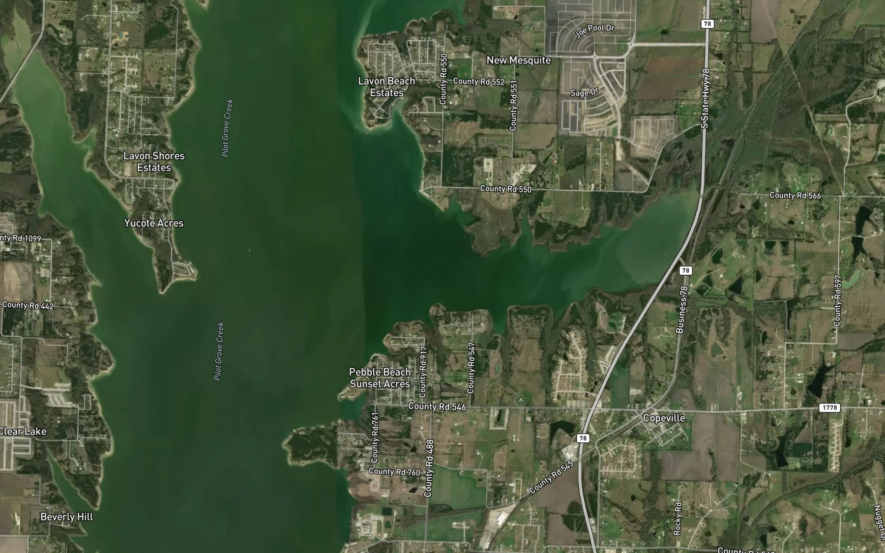 Satellite map of the Elm Creek