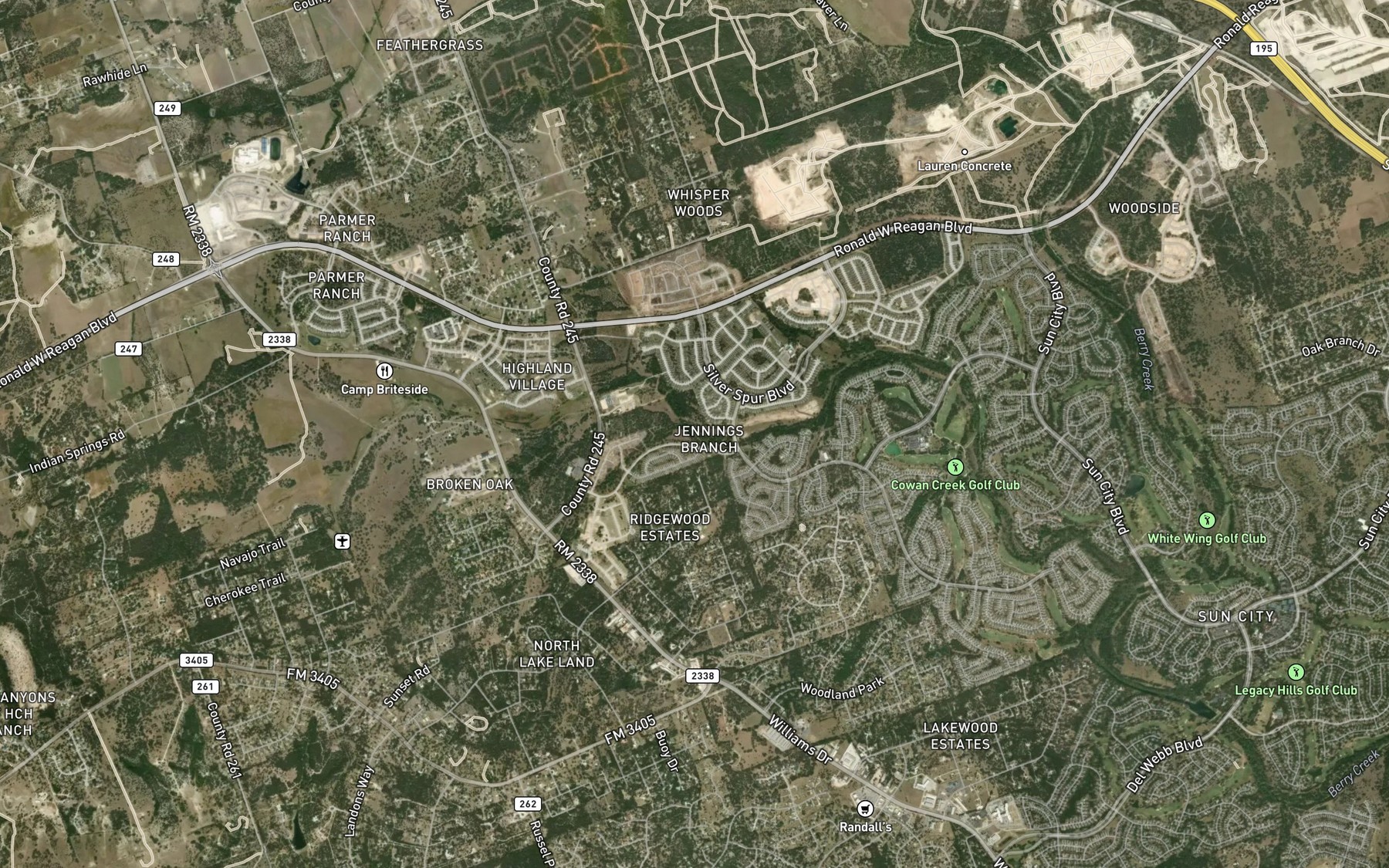 Satellite map of the Jennings Branch