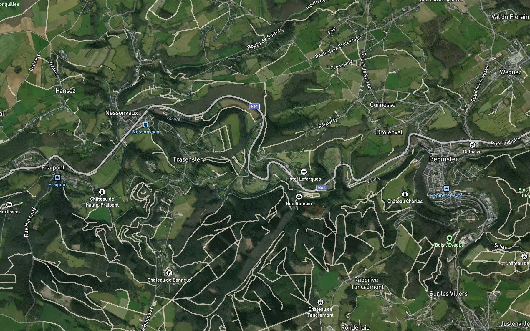 Satellite map of the Ruisseau du Fond des Trois Bois