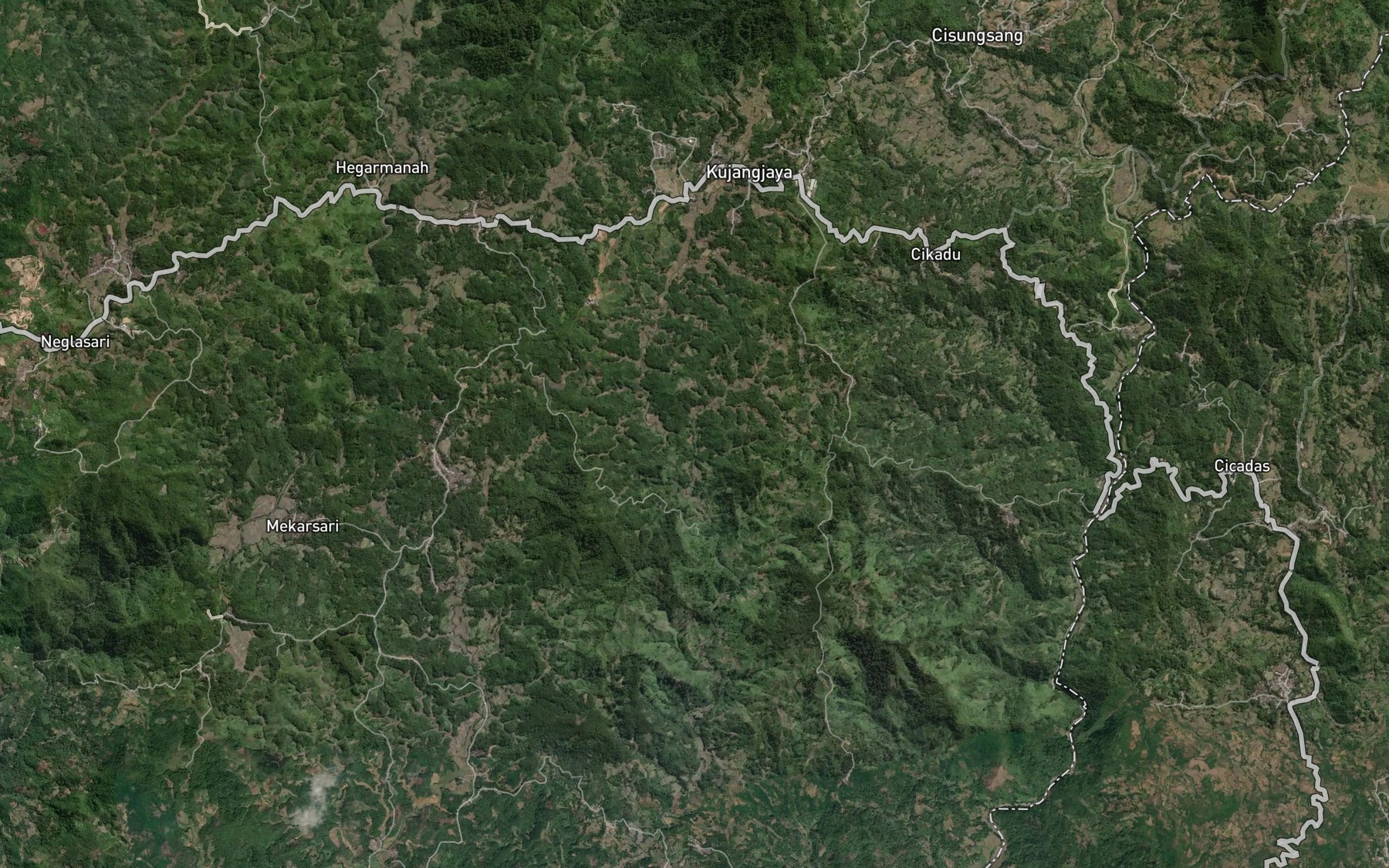 Satellite map of the Ci Sawarna