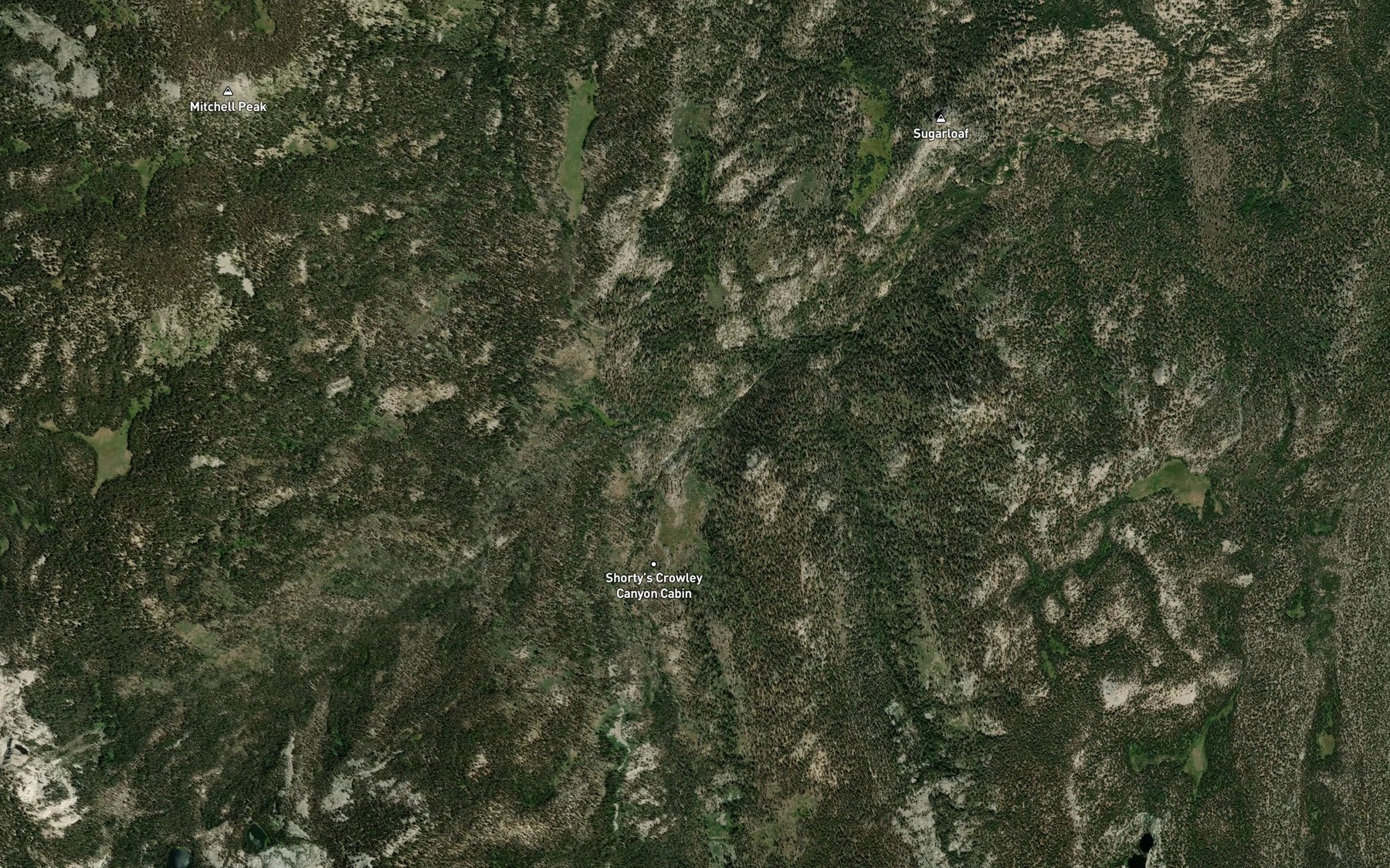 Satellite map of the South Fork Sugarloaf Creek