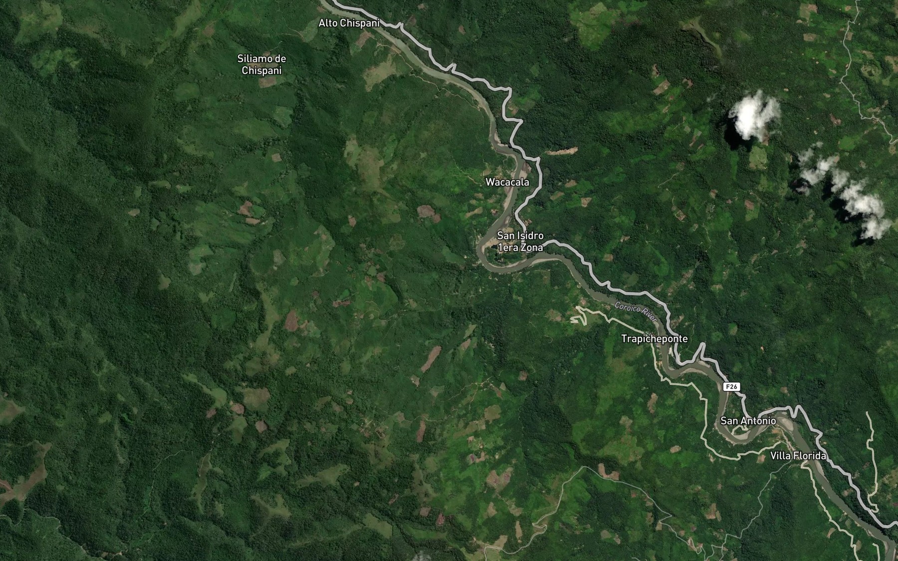 Satellite map of the Rio Yacumani