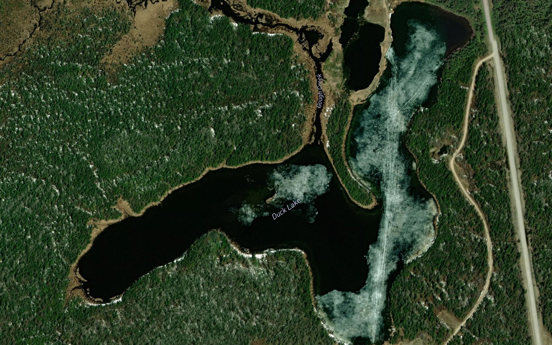 Satellite map of the Duck Lake
