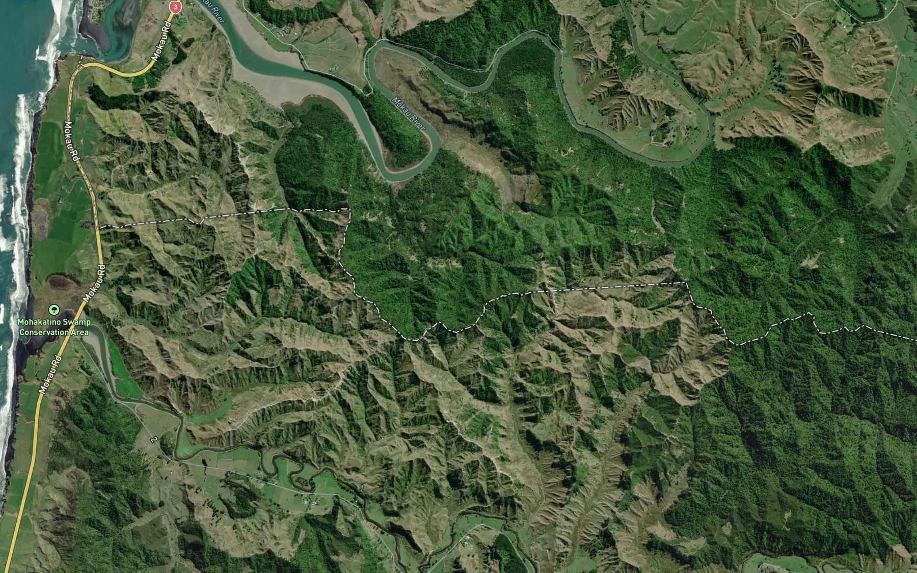 Satellite map of the Waikirikiri Stream