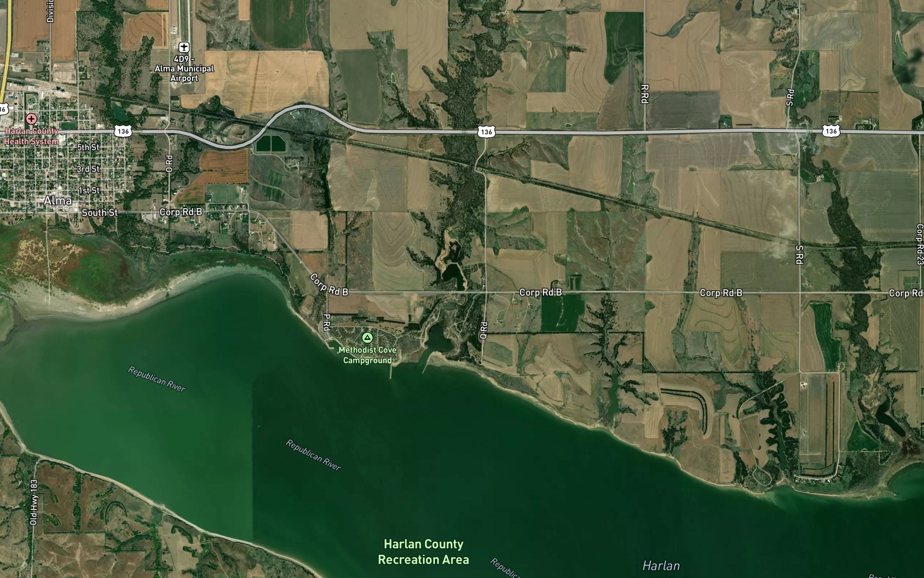 Satellite map of the Methodist Creek