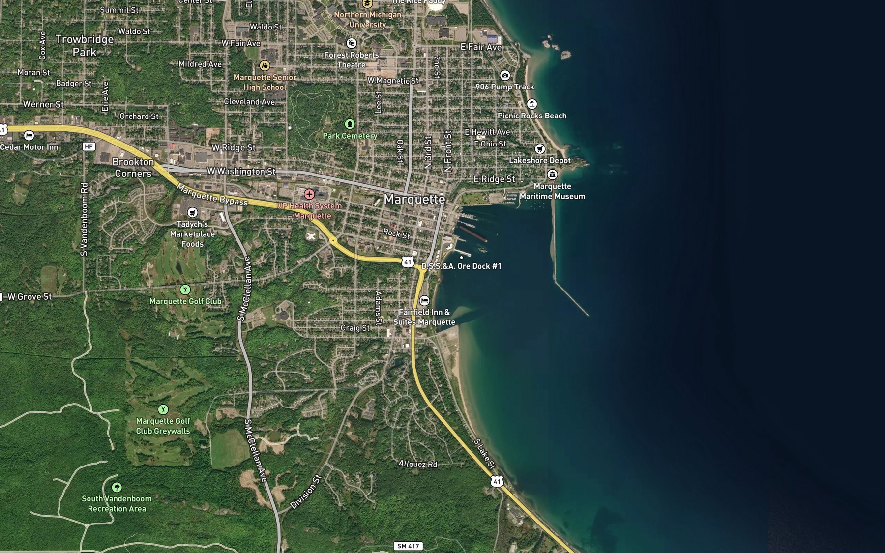 Satellite map of the Whetstone Brook