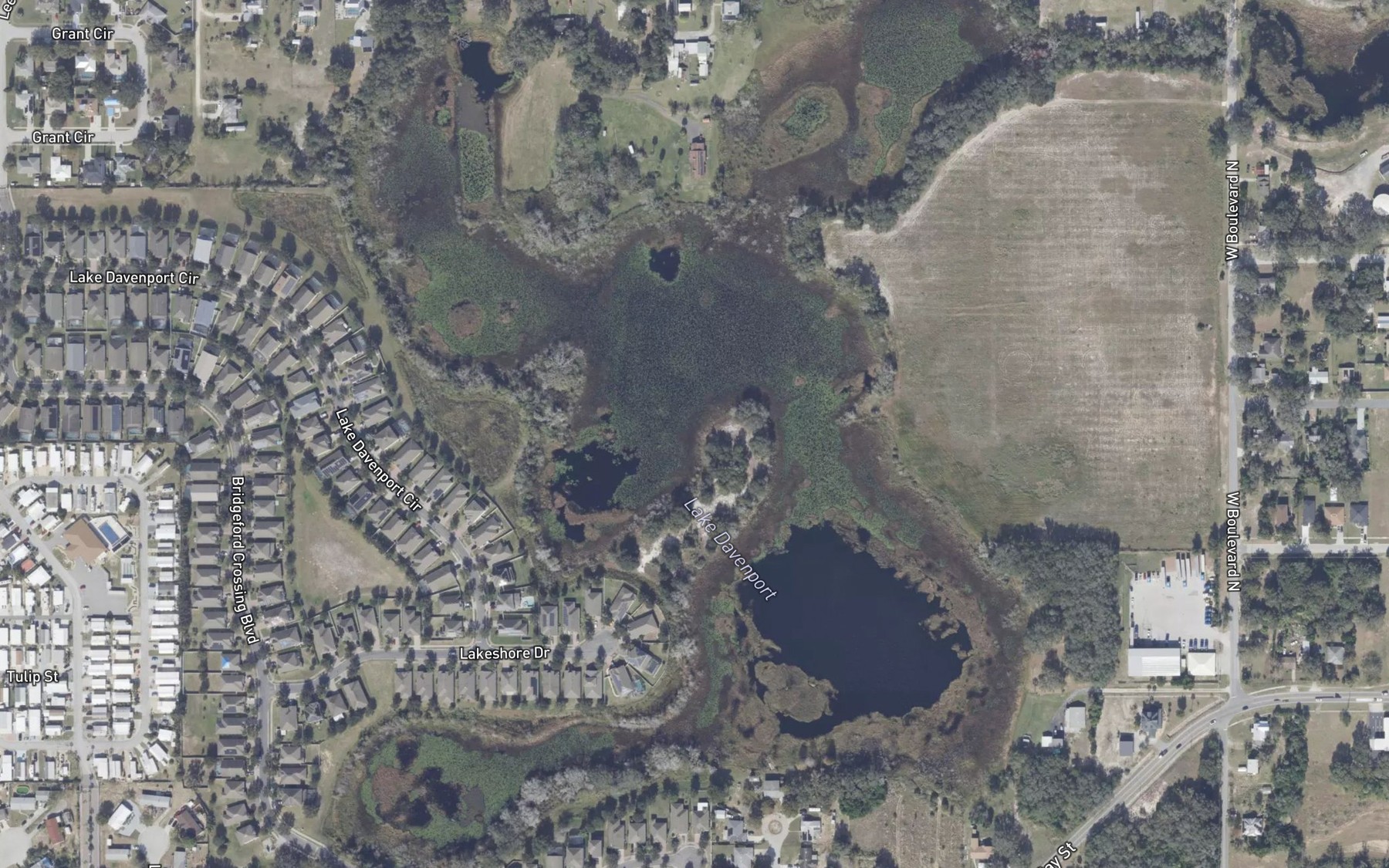 Satellite map of the Lake Davenport