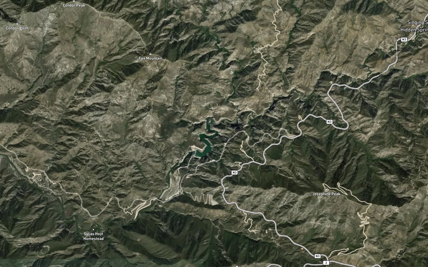 Satellite map of the Big Tujunga Reservoir