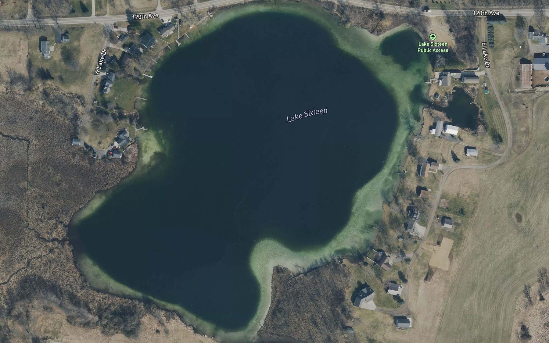 Satellite map of the Lake Sixteen