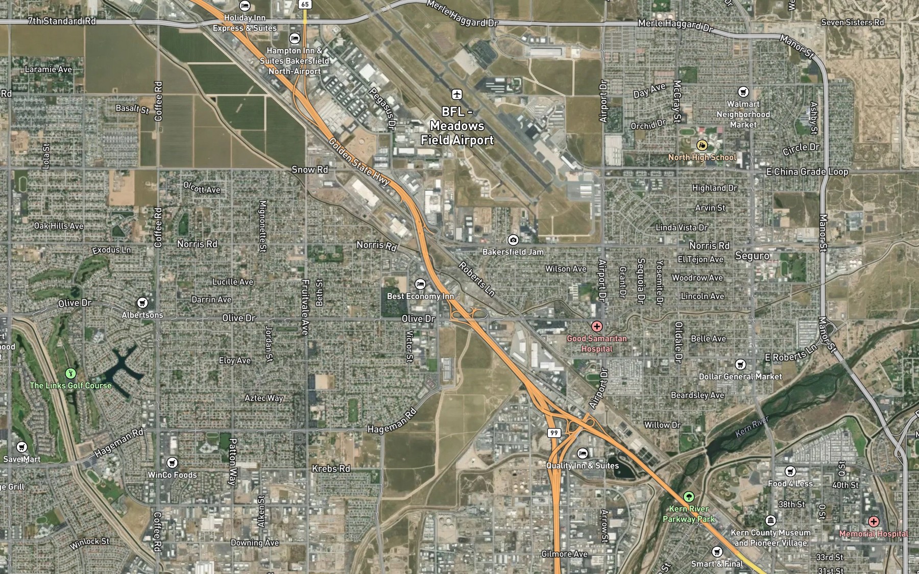 Satellite map of the Beardsley Canal