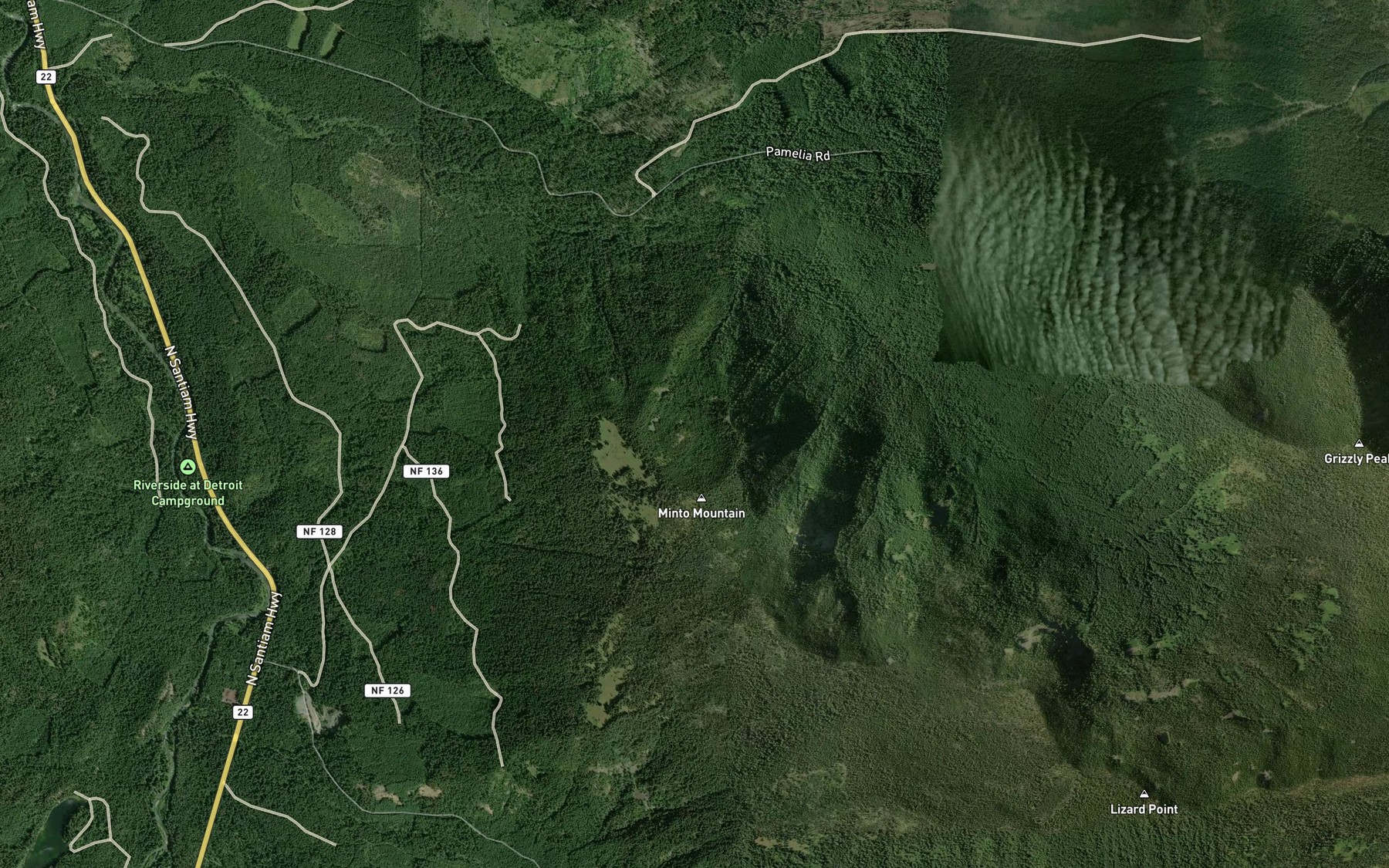 Satellite map of the Milk Creek