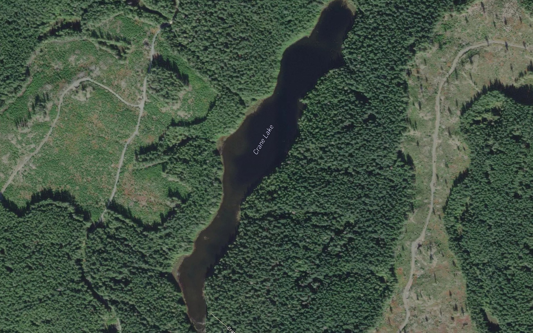 Satellite map of the Crane Lake