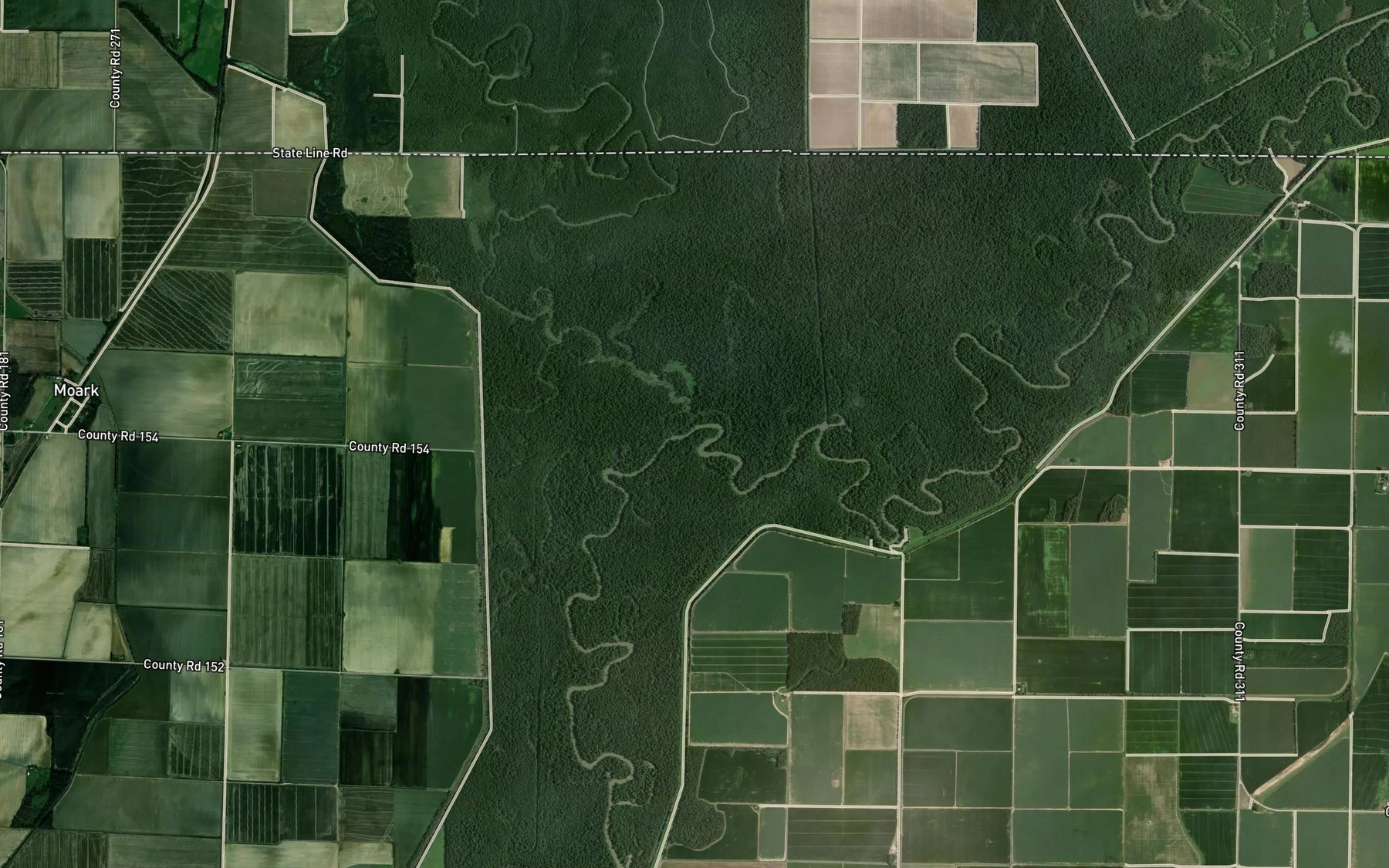Satellite map of the Big Cane Creek