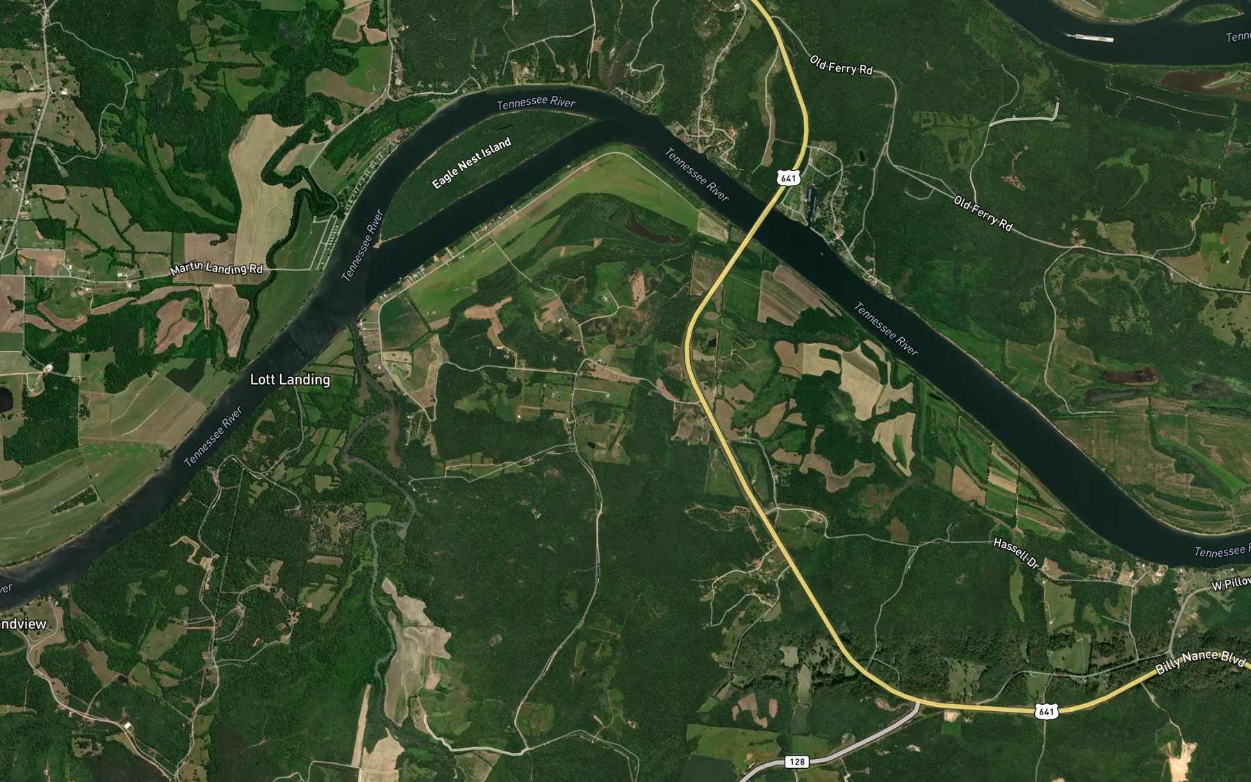 Satellite map of the Nance Bend