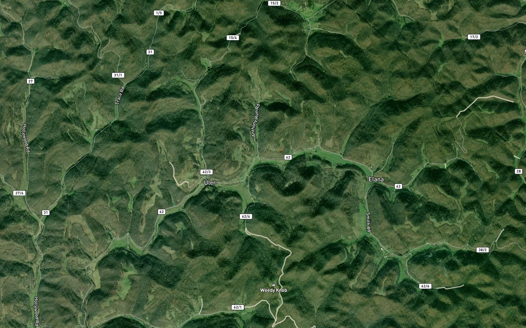 Satellite map of the Anthony Run