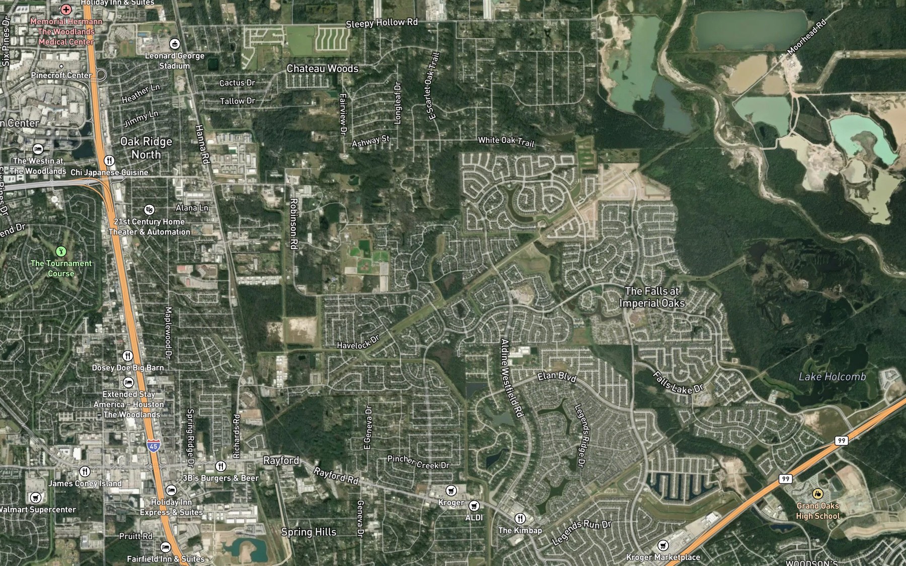 Satellite map of the Webber Pond