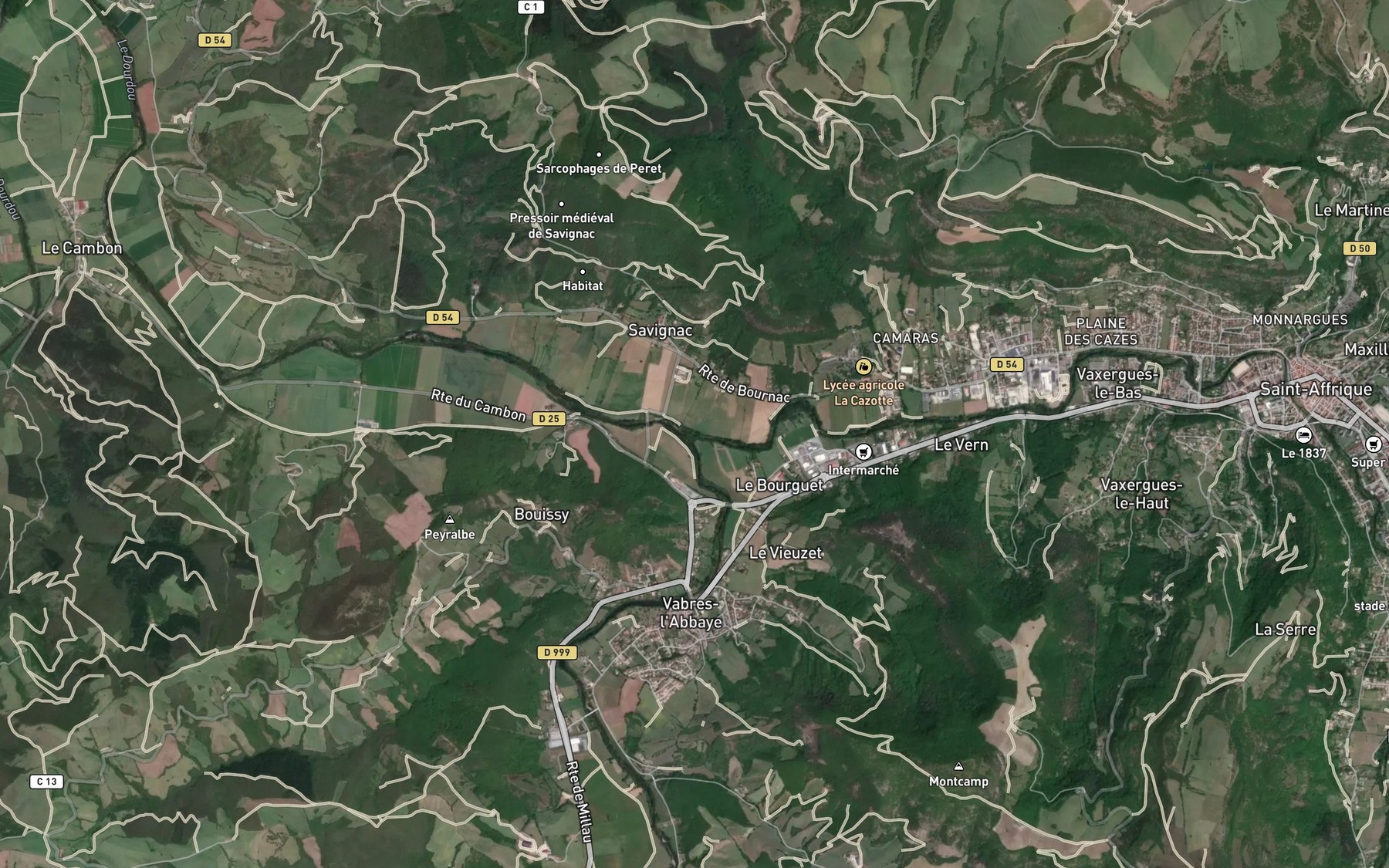Satellite map of the Sorgues