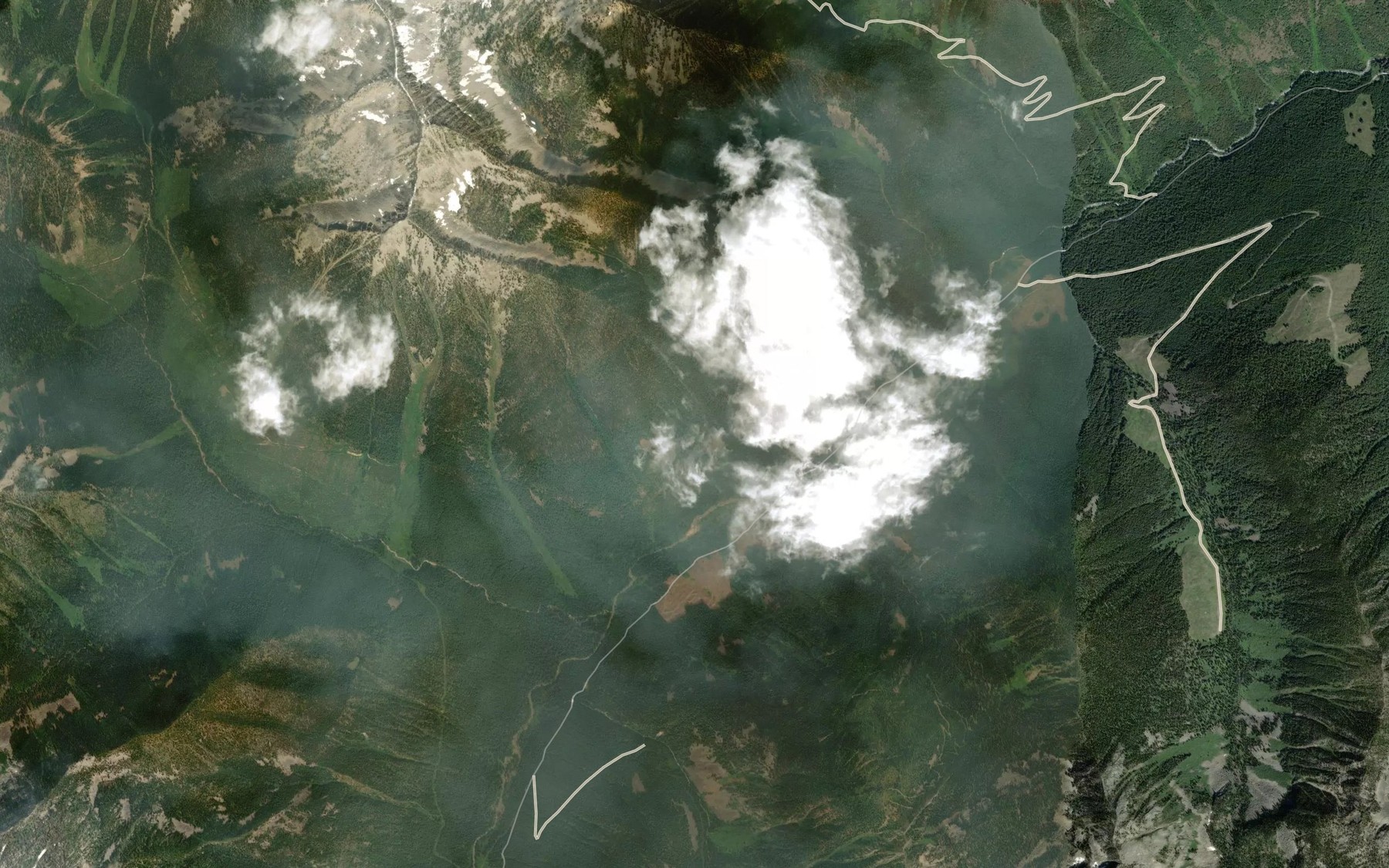 Satellite map of the Briggs Creek