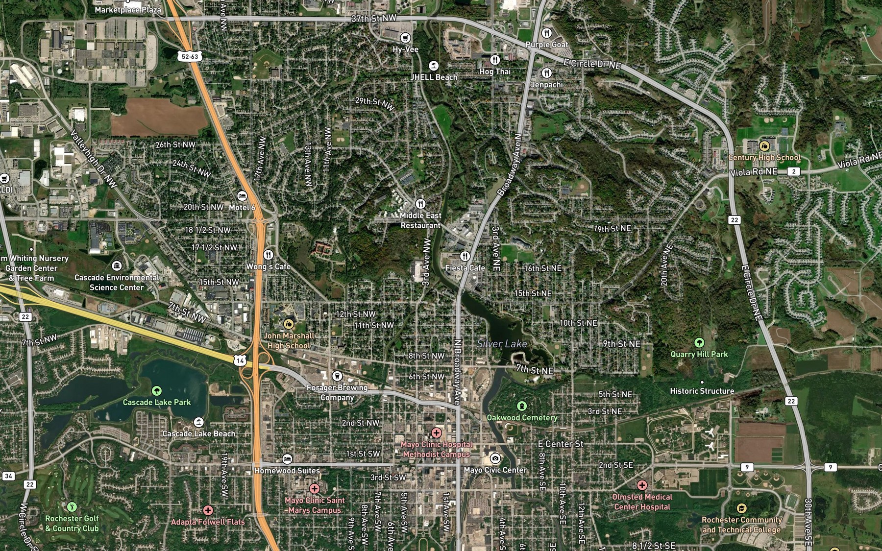 Satellite map of the Cascade Creek
