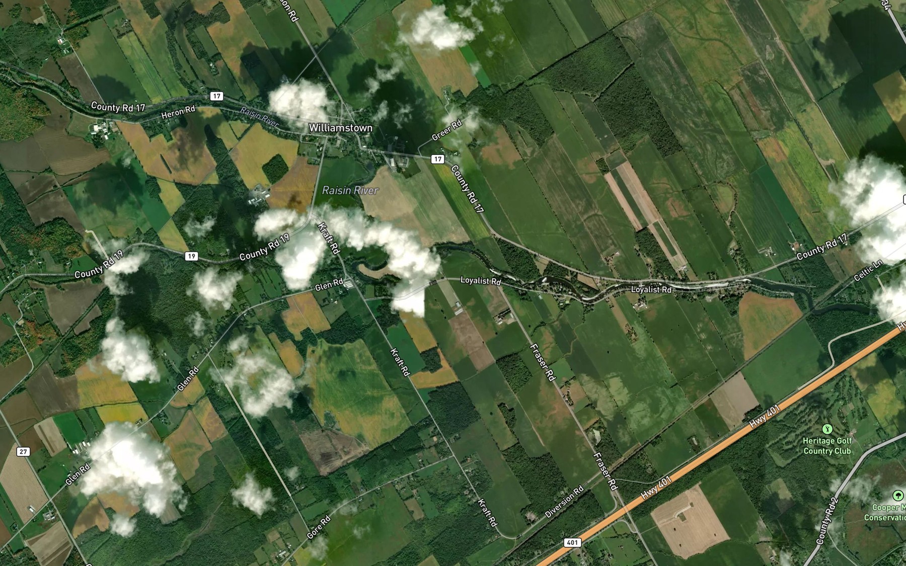 Satellite map of the Glen Drain