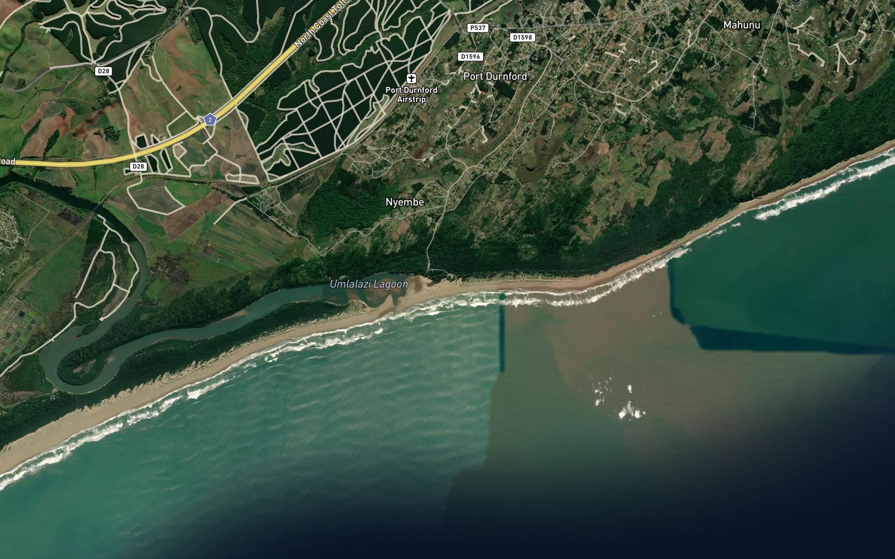 Satellite map of the Mlalazi