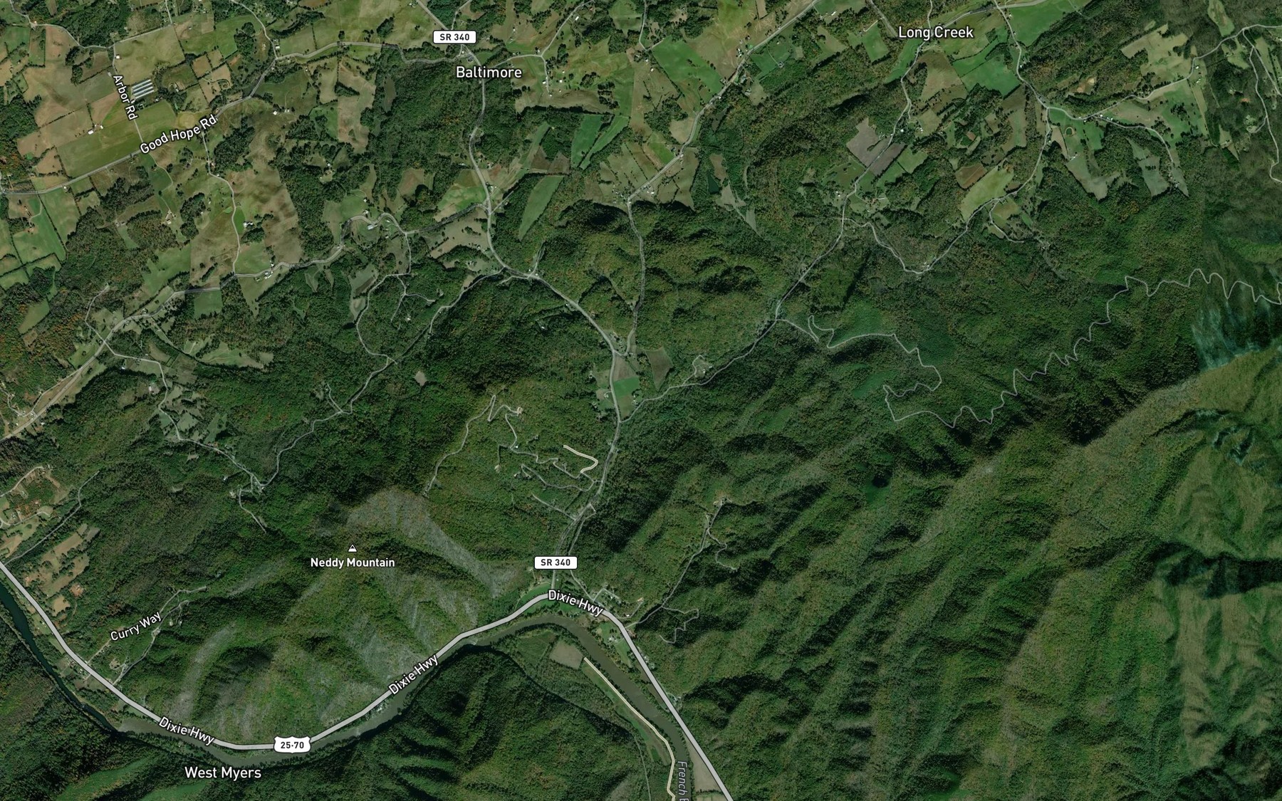 Satellite map of the Spencer Branch