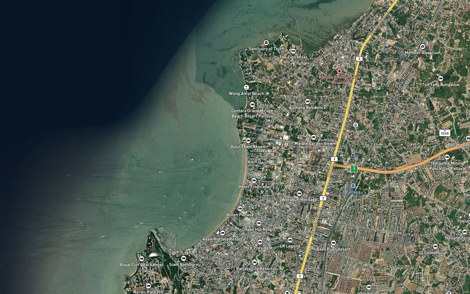 Satellite map of the Ao Phatthaya Nuea