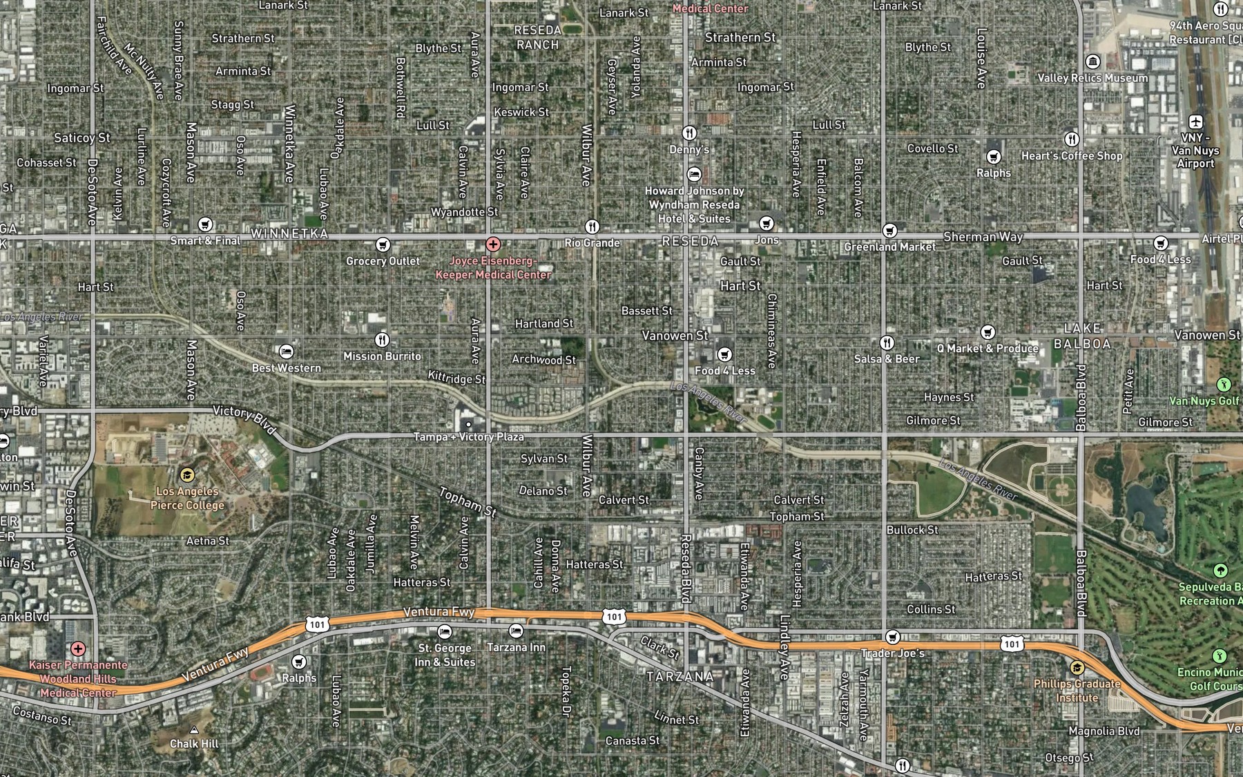 Satellite map of the Aliso Canyon Wash