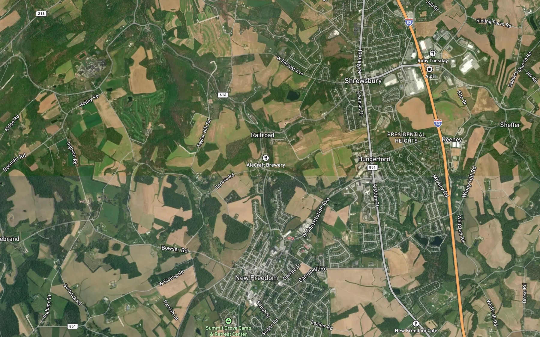 Satellite map of the Old Mill Creek