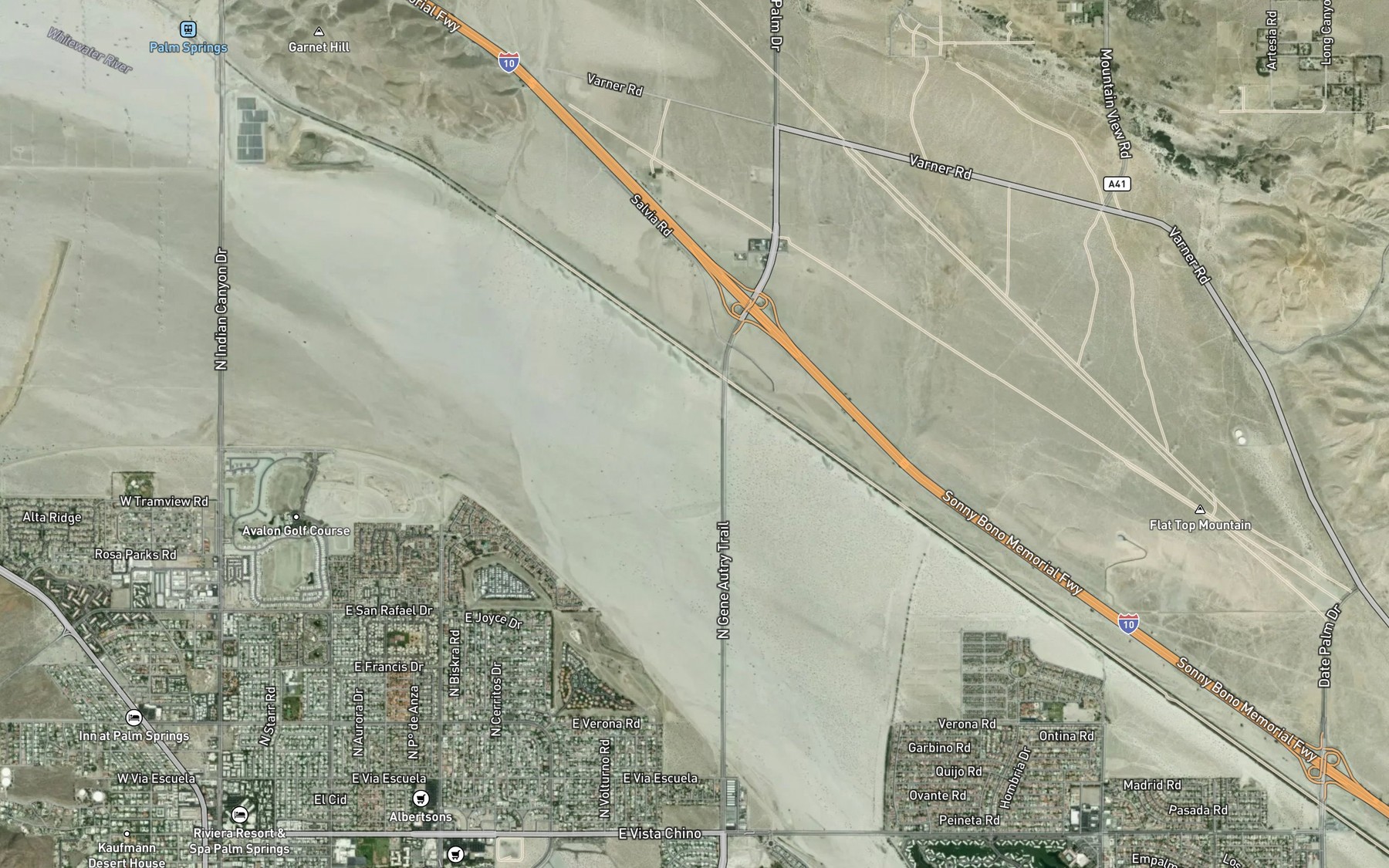 Satellite map of the Ramon Wash