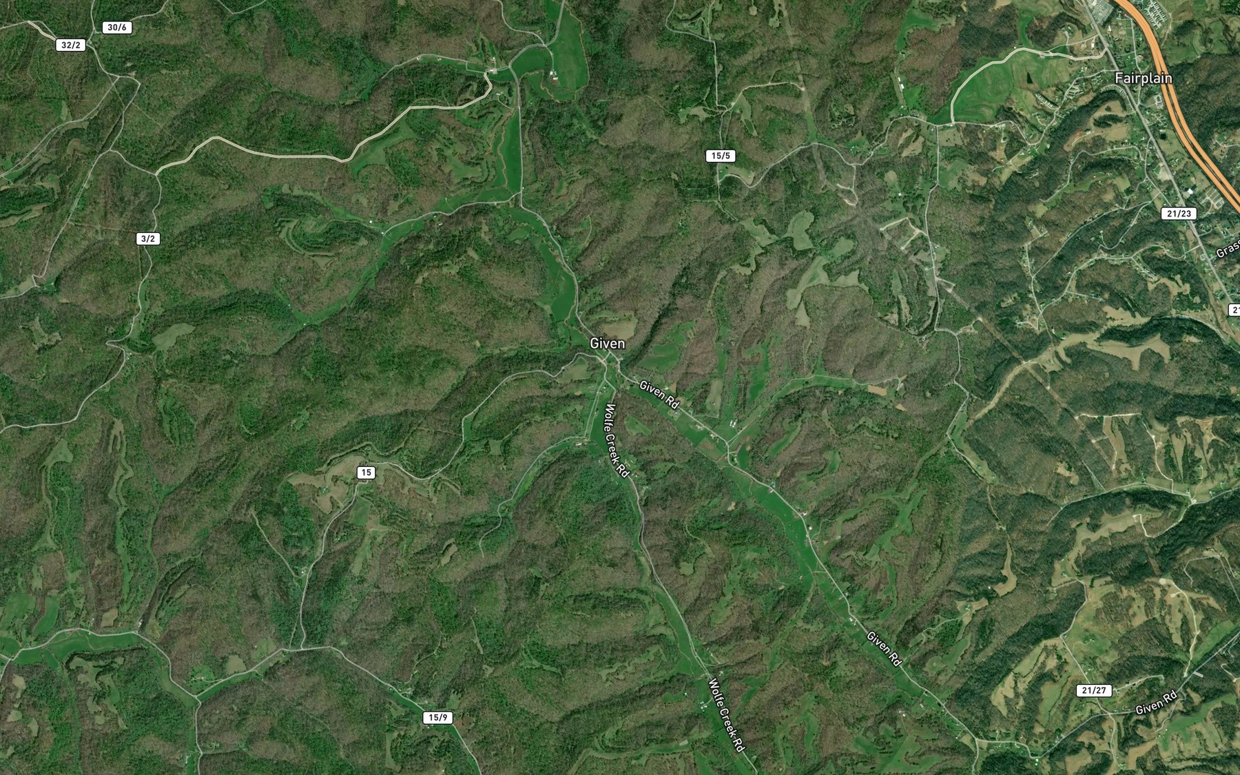 Satellite map of the Wolfe Creek