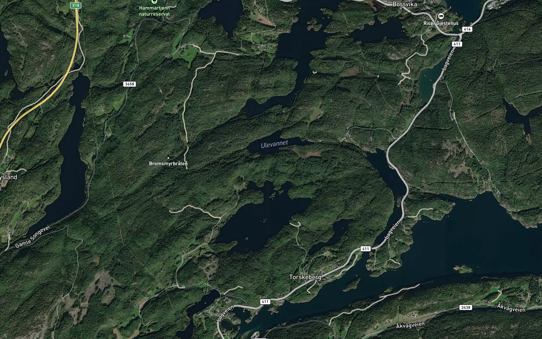Satellite map of the Hommevassbekken