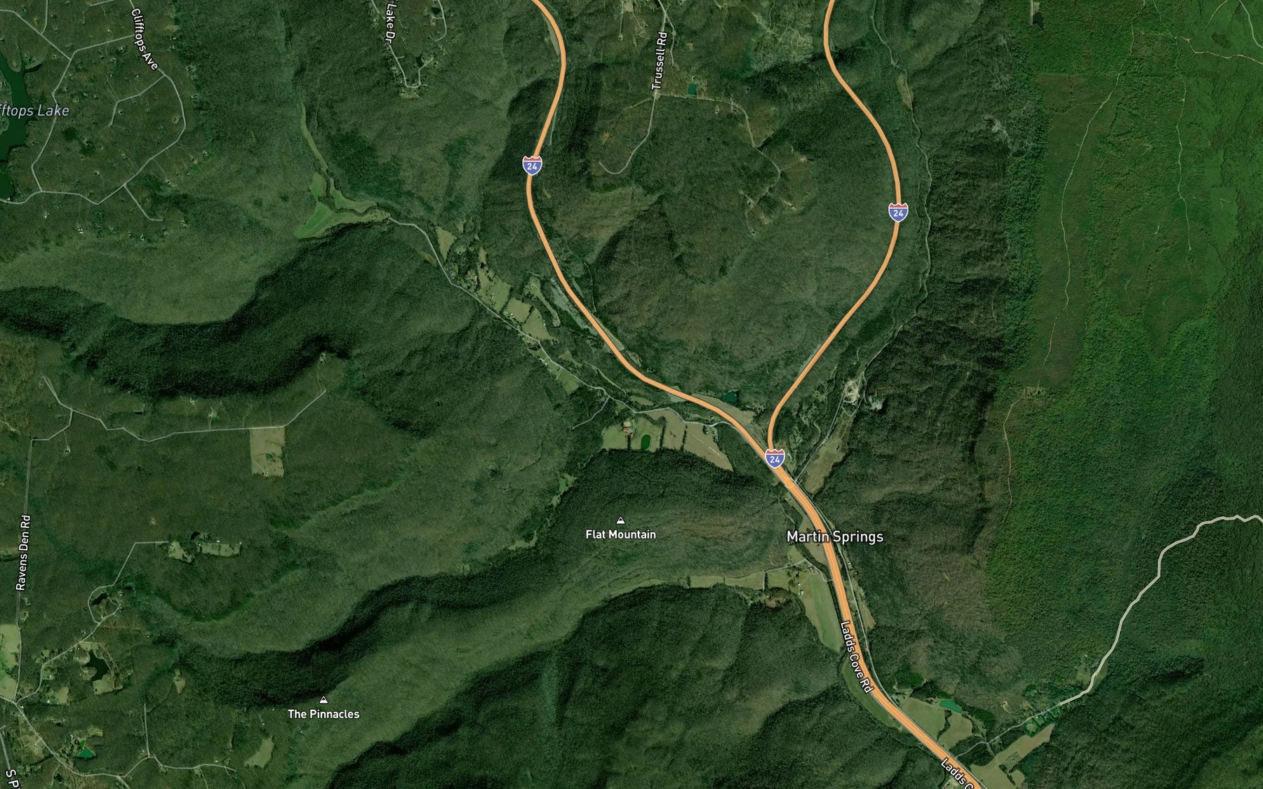 Satellite map of the Tate Cave Spring